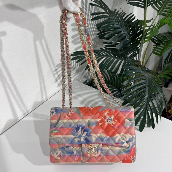 Watercolor Floral Jumbo Classic Single Flap Bag - Picture 2 of 16